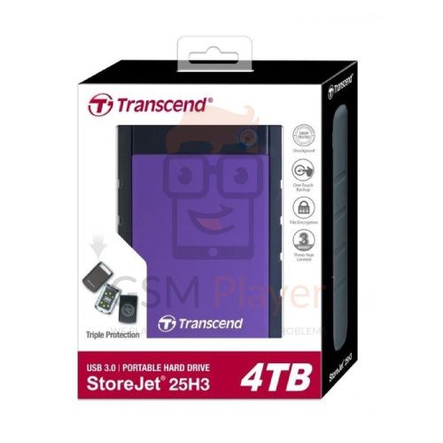 Transcend External Hard Drive 3.0 - 4TB - Usb 25H3 - Navy Blue